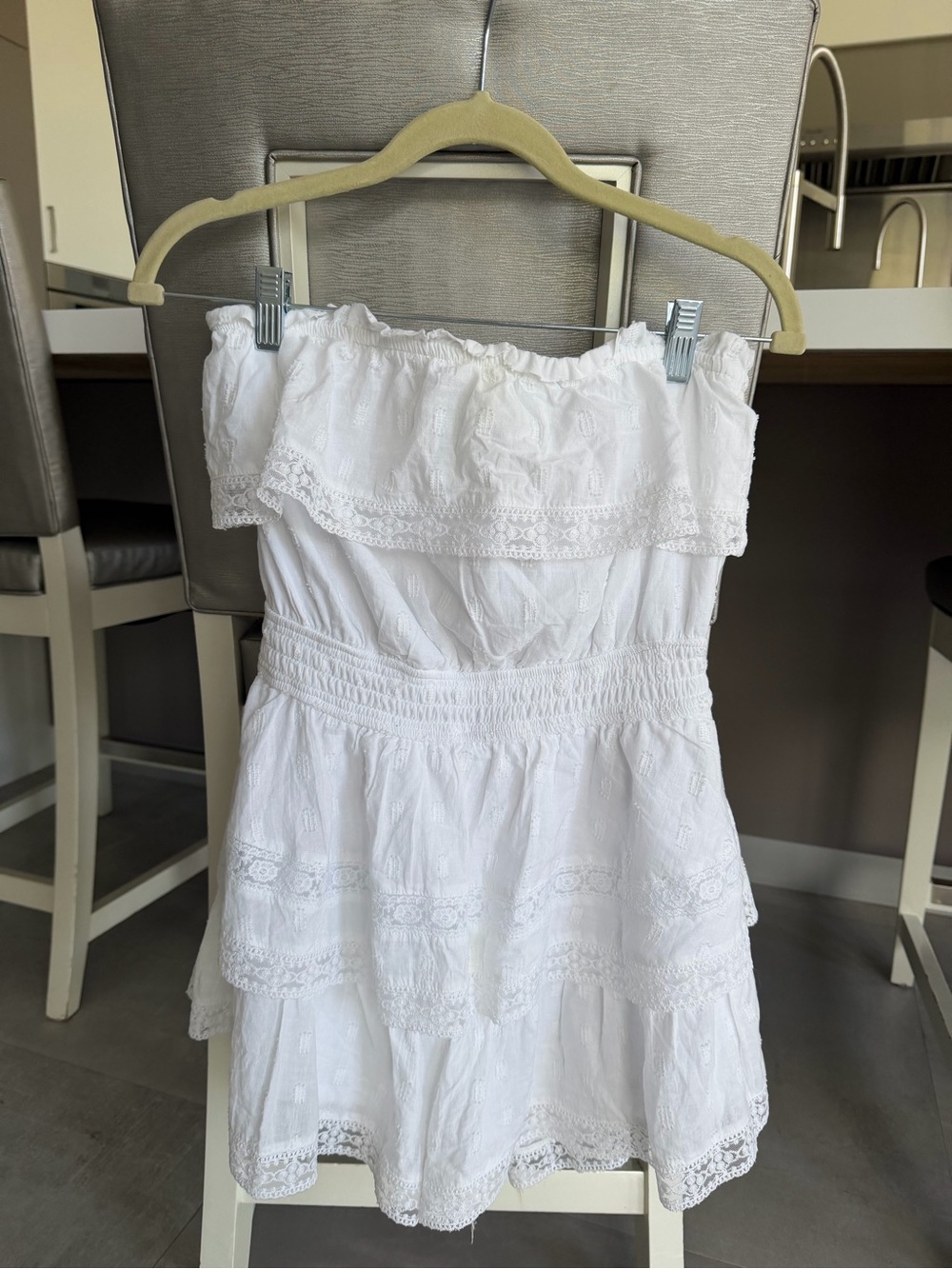 Altar'd State White Strapless Eyelet Romper